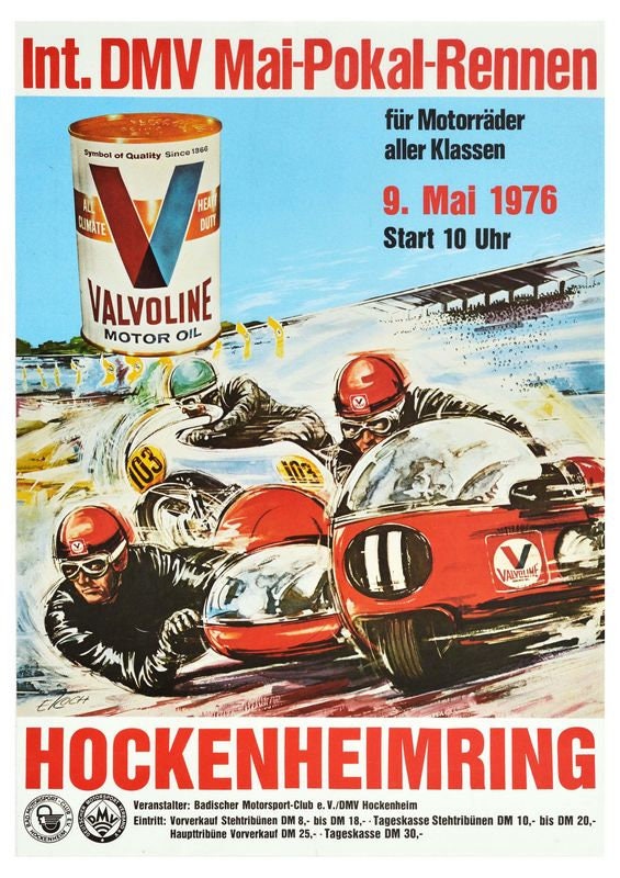 Vintage 1976 Hockenheim Germany Motor Racing Poster Print A3/A4
