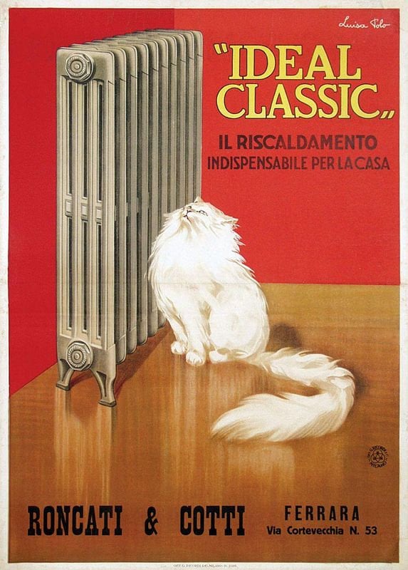 Vintage Early 20th Century Italian Radiator Advertisement Poster Print A3/A4