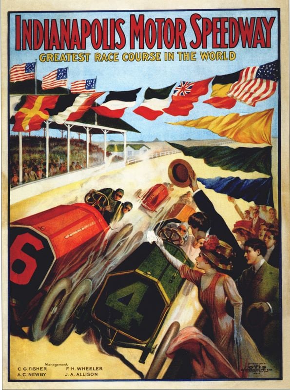 Vintage Indianapolis 500 Motor Racing Poster Print A3/A4