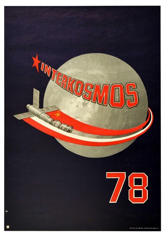 Vintage 1978 Soviet Union Interkosmos Space Mission Poster Print A3/A4