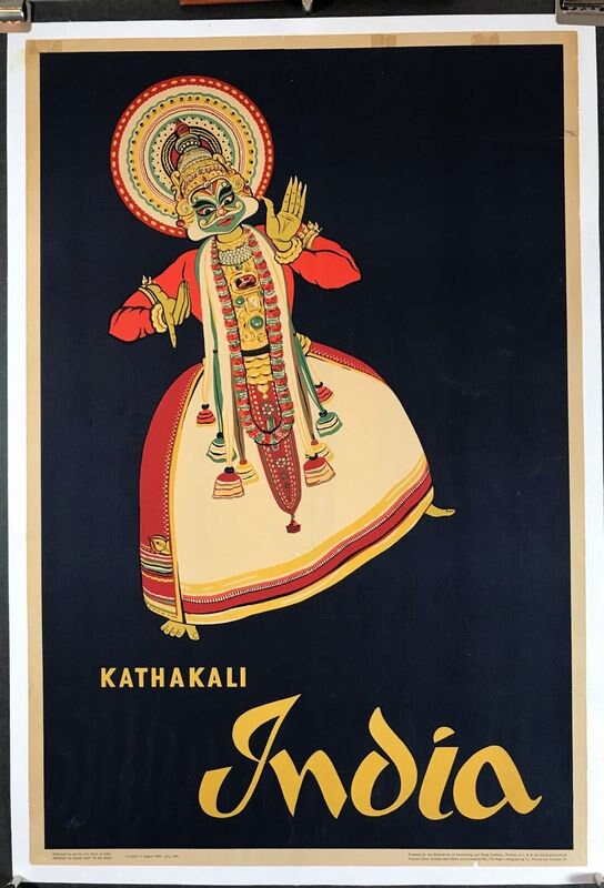 Vintage Visit India Kathakali Kerala Tourism Poster Print A3/A4