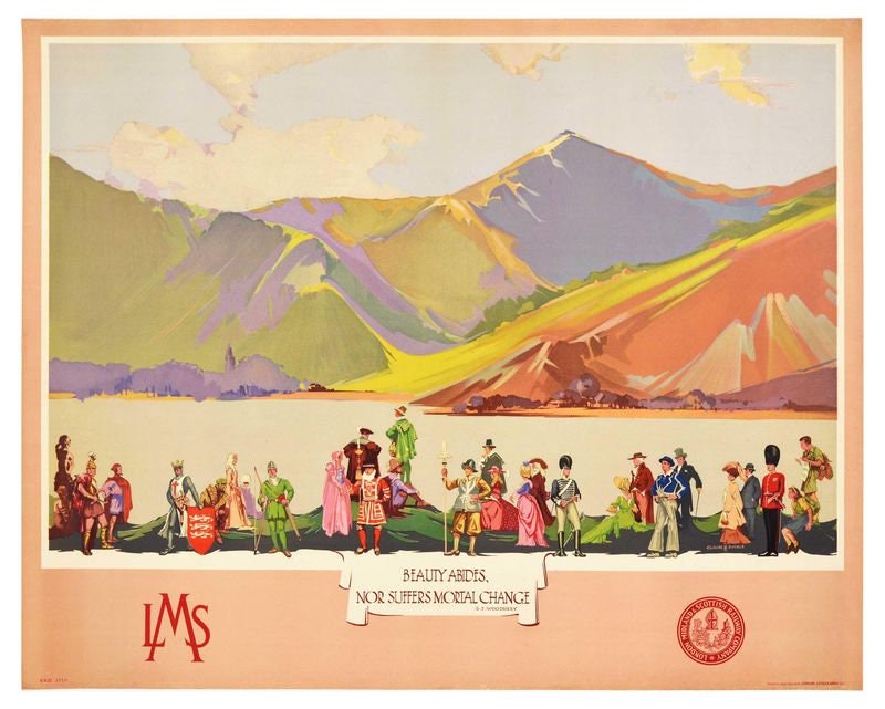 Vintage LMS Lake District Beauty Abides Railway Poster Print A3/A4