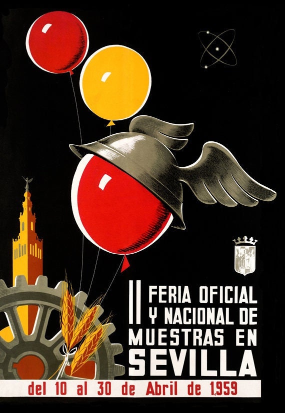 Vintage 1959 Seville Festival/ Feria Sevilla Travel To Spain A3 Poster Reprint