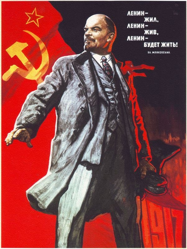 Vintage Soviet Union Lenin Poster Print A3/A4