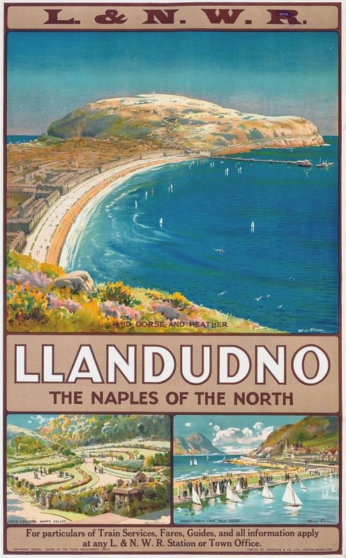 Vintage LNWR Llandudno Naples of The North Railway Poster Print A3/A4