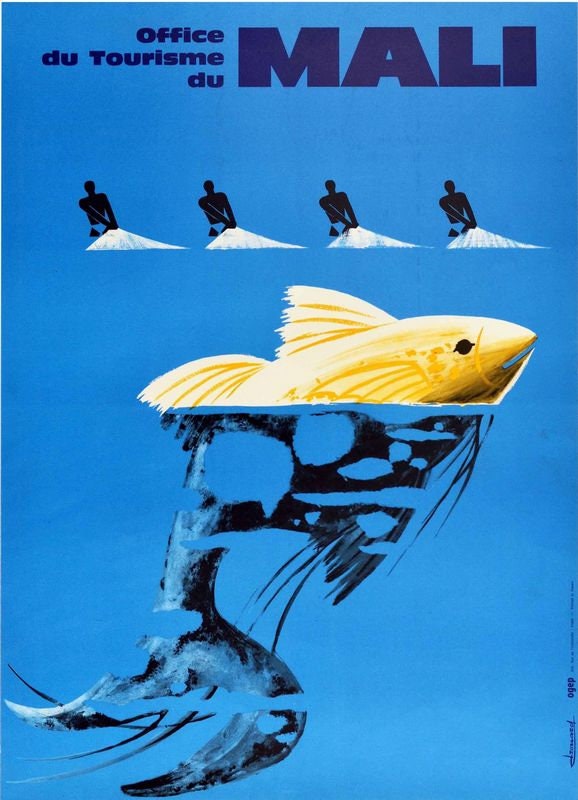 Vintage Mali Fish Tourism Poster Print A3/A4