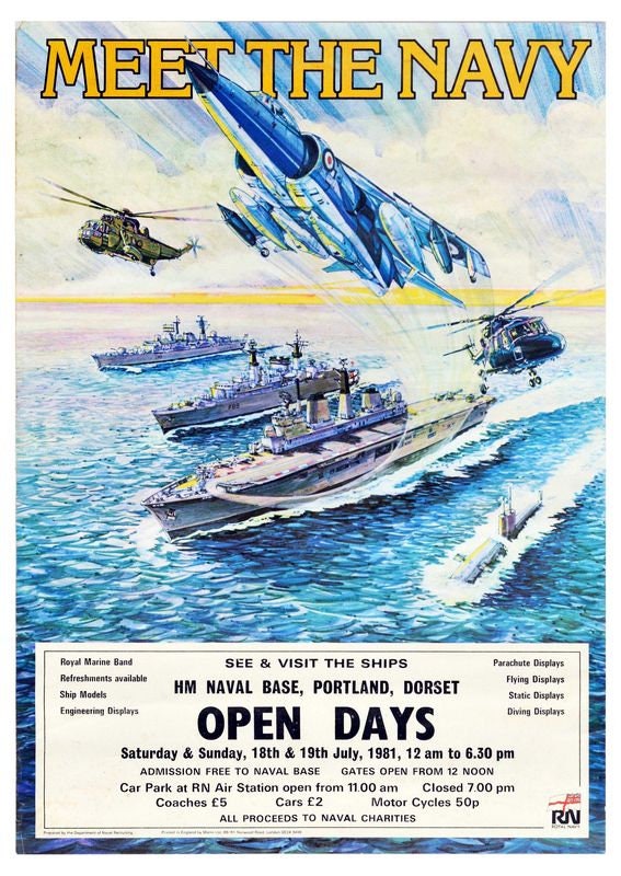 Vintage 1981 Meet The Royal Navy Open Day Poster Print A3/A4