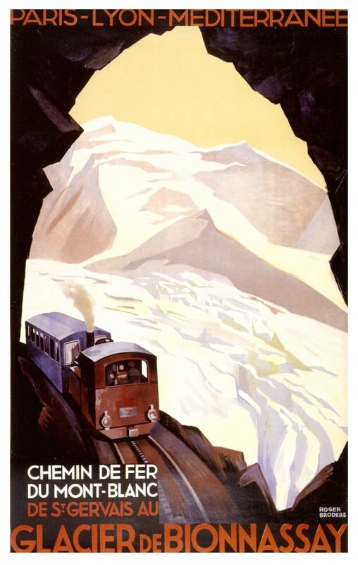 Vintage French Railways Mont Blanc Alps Tourism Poster Print A3/A4