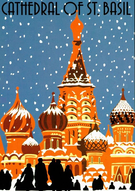 Vintage Moscow St Basil's Cathedral Tourism Poster Print A3/A4