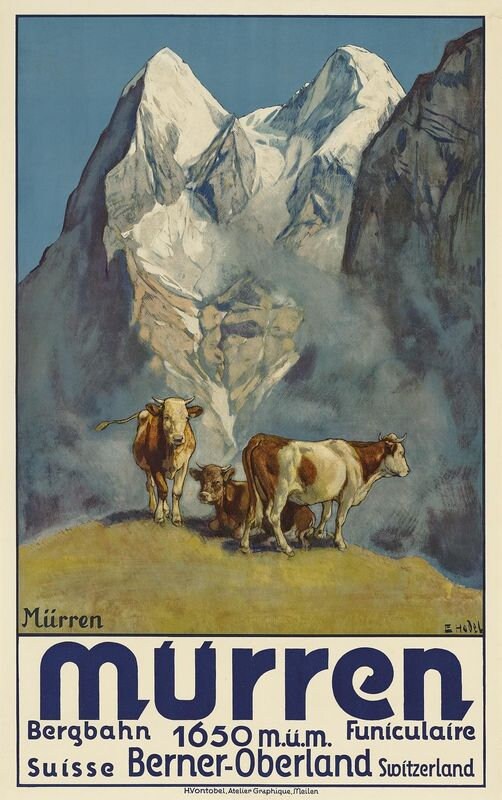 Vintage Murren Switzerland Tourism Poster Print A3/A4