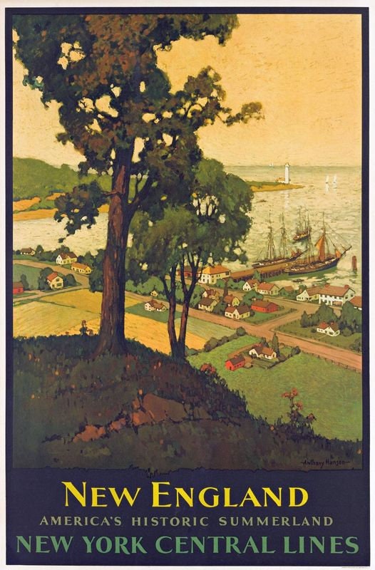 Vintage New England USA Tourism Poster Print A3/A4