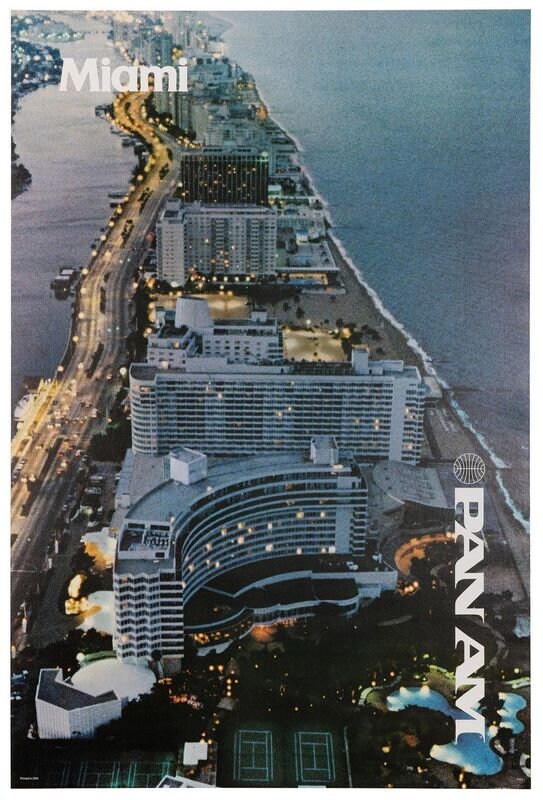 Vintage Pan Am Flights To Miami Airline Poster Print A3/A4