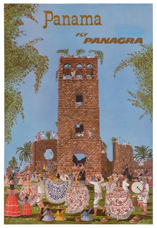 Vintage Panagra Flights To Panama Airline Poster Print A3/A4