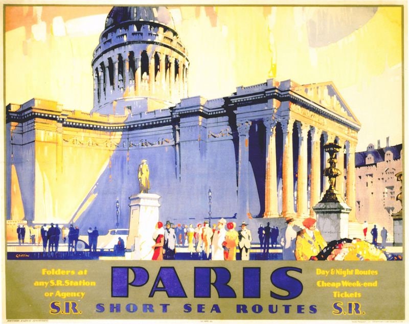 Vintage Southern Railways Excursions To Paris Railway Poster Print A3/A4