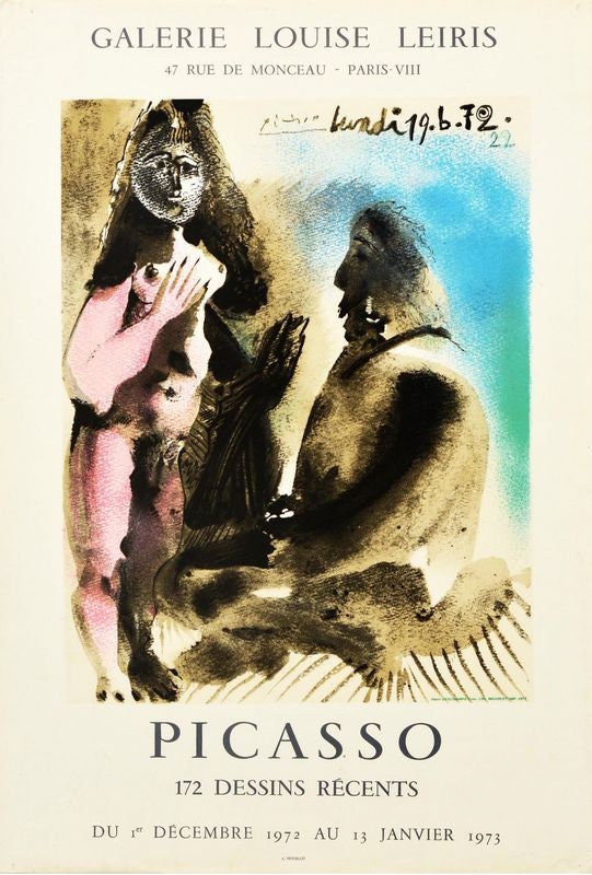 Vintage 1972 Paris Picasso Art Exhibition Poster Print A3/A4