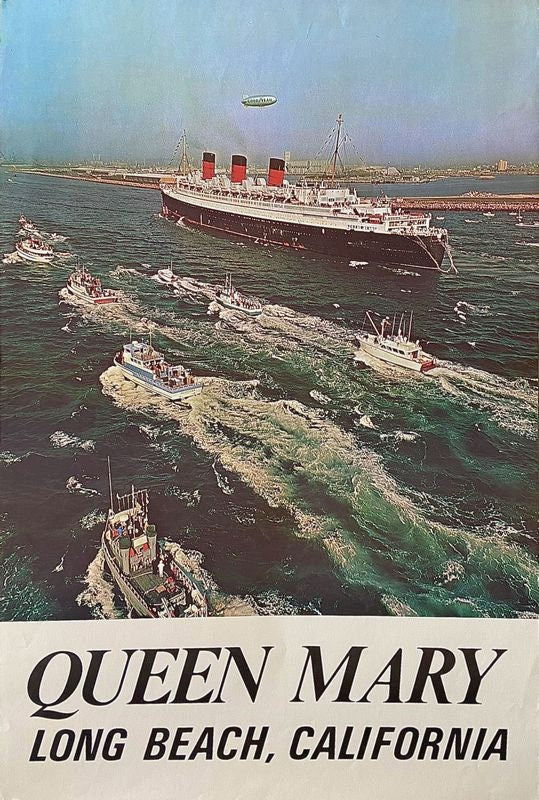 Vintage Cunard Queen Mary Tourism Poster Print A3/A4