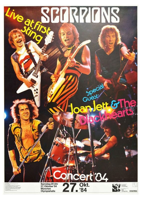 Vintage 1980's The Scorpions Concert Tour Poster Print A3/A4