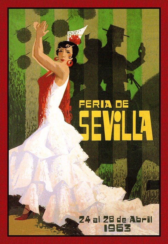 Vintage 1963 Seville Festival/ Feria Sevilla Travel To Spain A3 Poster Reprint