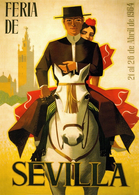 Vintage 1964 Seville Festival/ Feria Sevilla Travel To Spain A3 Poster Reprint