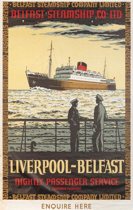 Vintage Liverpool to Belfast Passenger Ferry Poster Print A3/A4