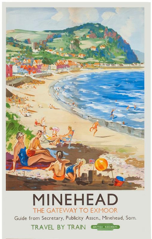 Vintage British Rail Minehead Railway Poster Print A3/A4