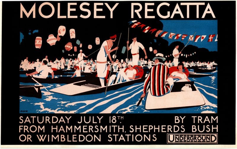 Vintage 1925 Molesey Regatta Rowing Poster Print A3/A4