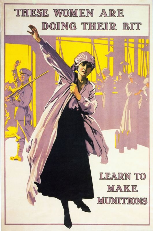 Vintage World War 1 Womens Recruitment to Munitions Factories Poster Print A3/A4