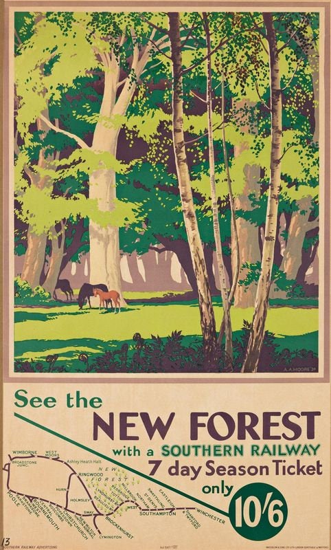 Vintage Southern Railways New Forest Railway Poster Print A3/A4