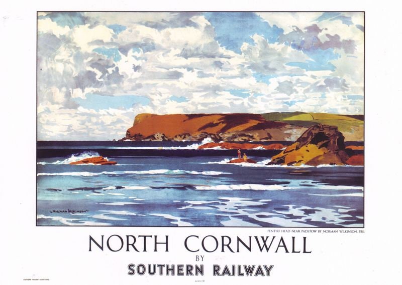 Vintage Southern Railways North Cornwall Coast Railway Poster Print A3/A4