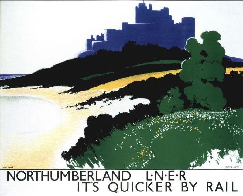 Vintage LNER Northumberland Bamburgh Castle Railway Poster Print A3/A4