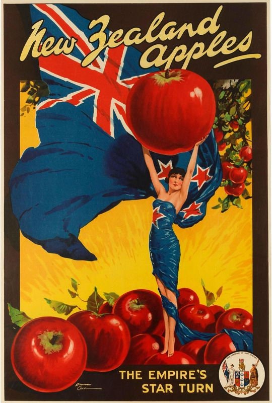 Vintage Buy New Zealand Apples Advertisement Poster Print A3/A4