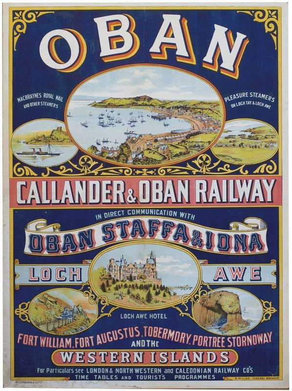 Vintage Callandar Railway Trains To Oban Railway Poster Print A3/A4