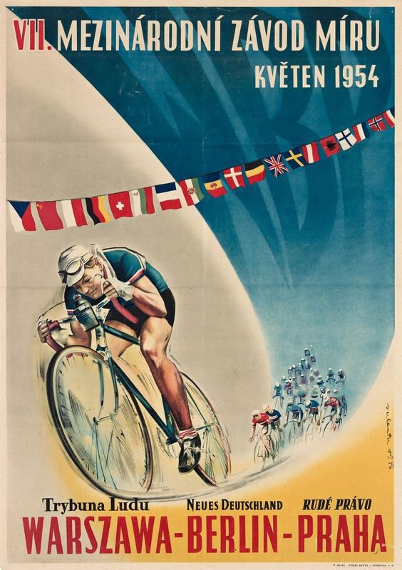 Vintage 1954 Peace Race Eastern European Cycling Race Poster Print A3/A4