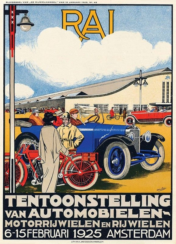 Vintage 1925 Dutch Automobile Motor Car Meeting Poster Print A3/A4