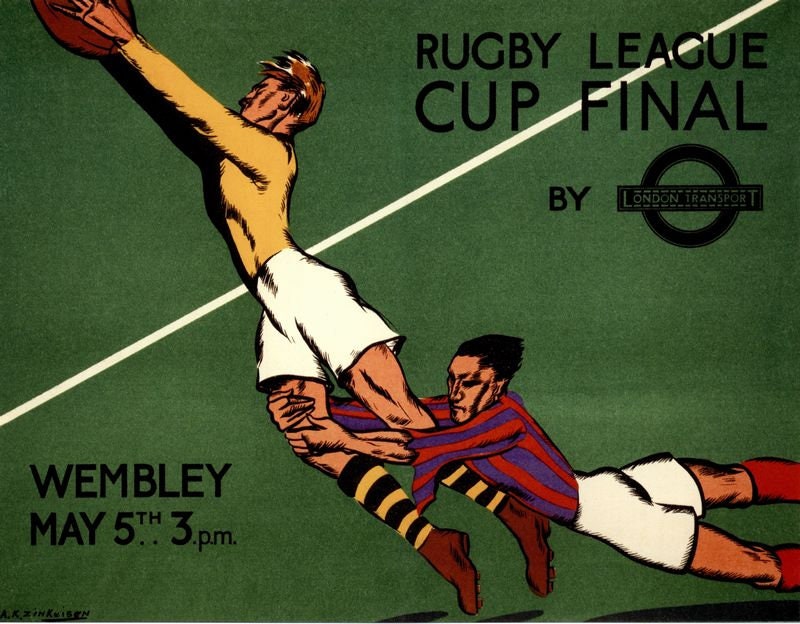 Vintage 1934 Rugby League Challenge Cup Final Poster Print A3/A4