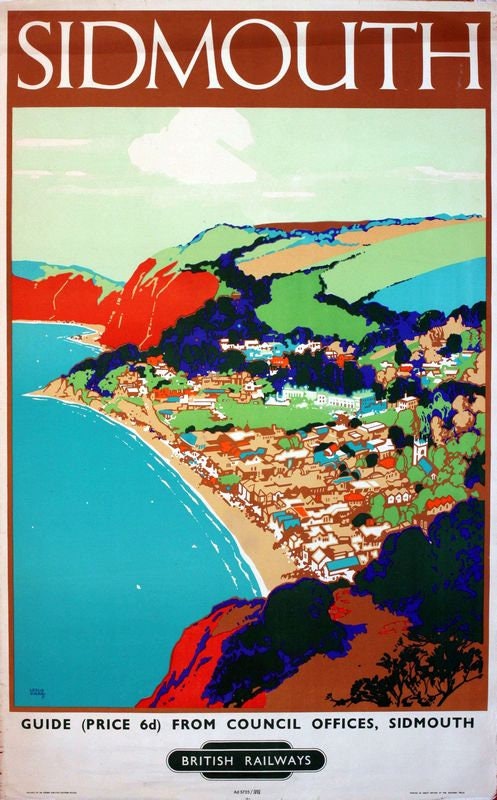 Vintage British Railways Sidmouth Devon Railway Poster Print A3/A4