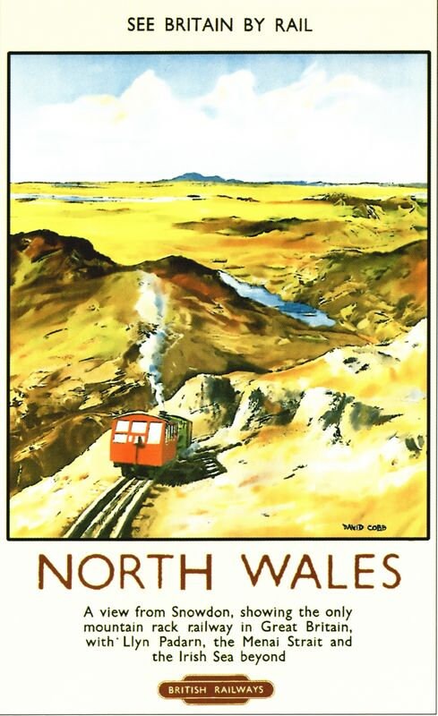 Vintage British Rail North Wales Mount Snowdon Railway Poster Print A3/A4