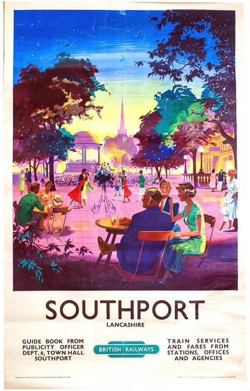 Vintage British Railways Southport Lancashire Railway Poster Print A3/A4