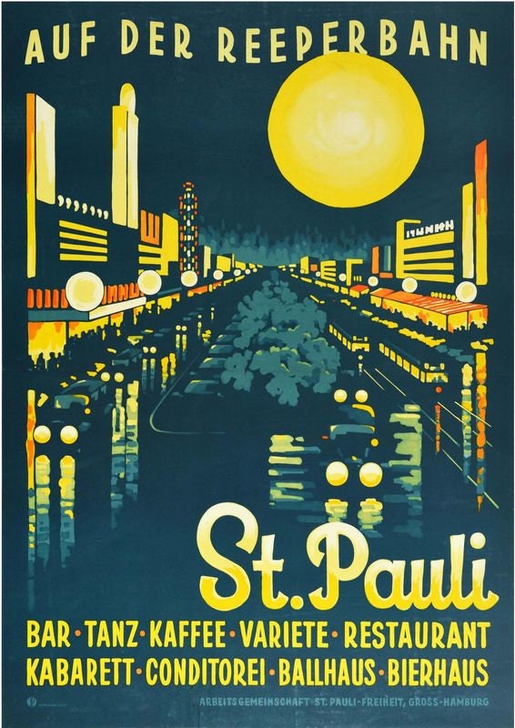 Vintage St Pauli Hamburg Tourism Poster Print A3/A4