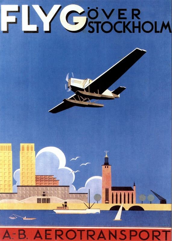 Vintage Stockholm Swedish Airline Poster Print A3/A4