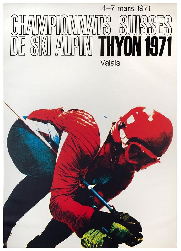 Vintage 1971 Swiss Ski Championships Thyon Poster Print A3/A4