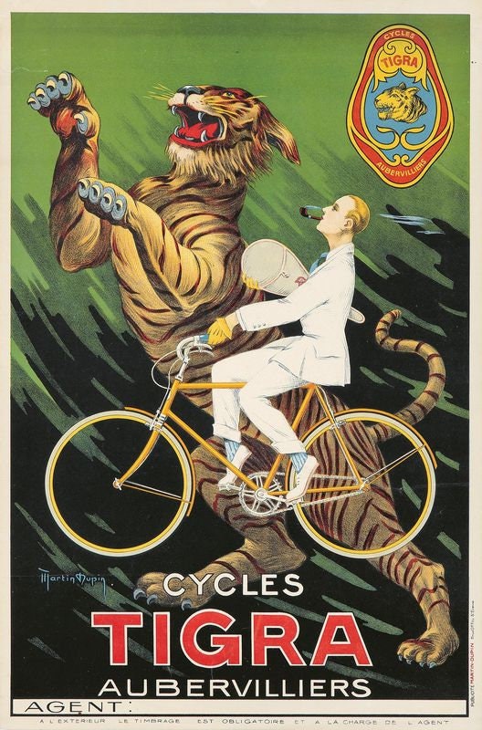 Vintage Edwardian Tigra Bicycles Advertisement Poster Print A3/A4
