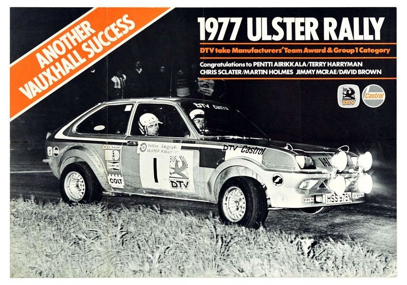 Vintage 1977 Ulster Rally Motor Racing Poster Print A3/A4