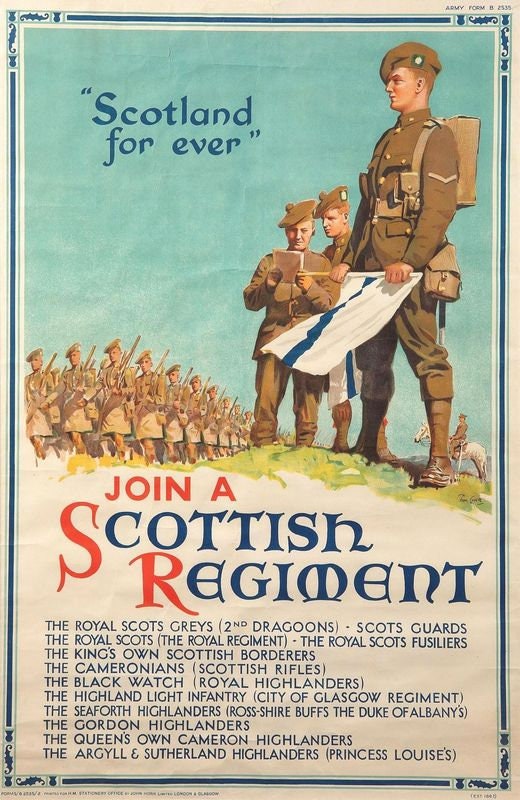 Vintage Join a Scottish Regiment Army Recruitment Poster Print A3/A4