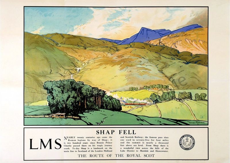 Vintage LMS Shap Fell Lake District Railway Poster Print A3/A4