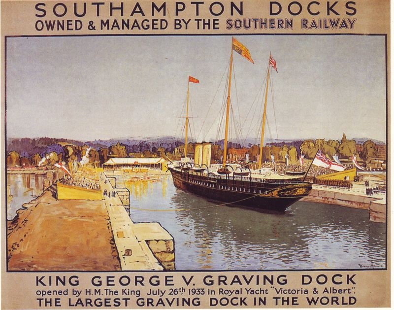 Vintage Southern Railways Southampton Docks Railway Poster Print A3/A4