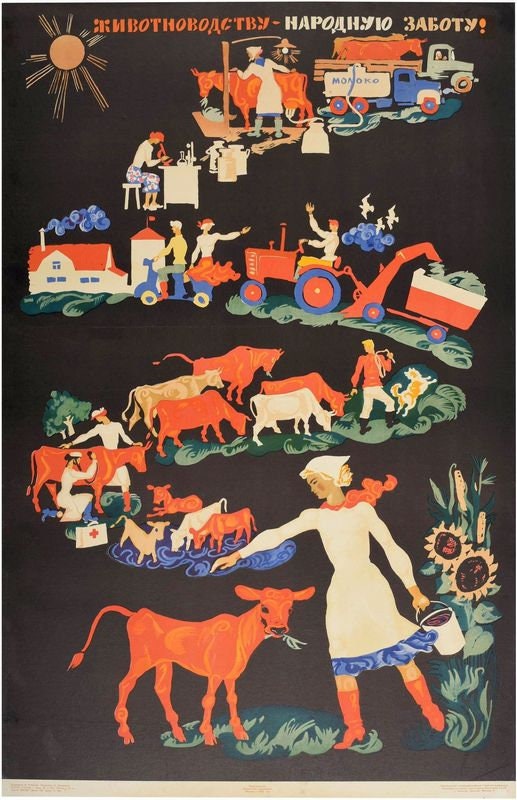 Vintage Soviet Union Farming Propaganda Poster Print A3/A4