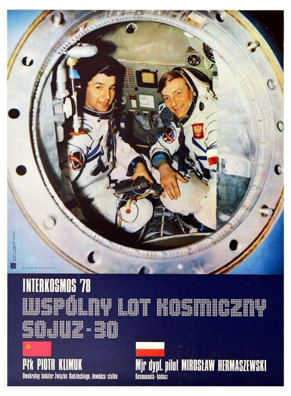 Vintage Soviet Union Soyuz 30 Space Mission Poster Print A3/A4