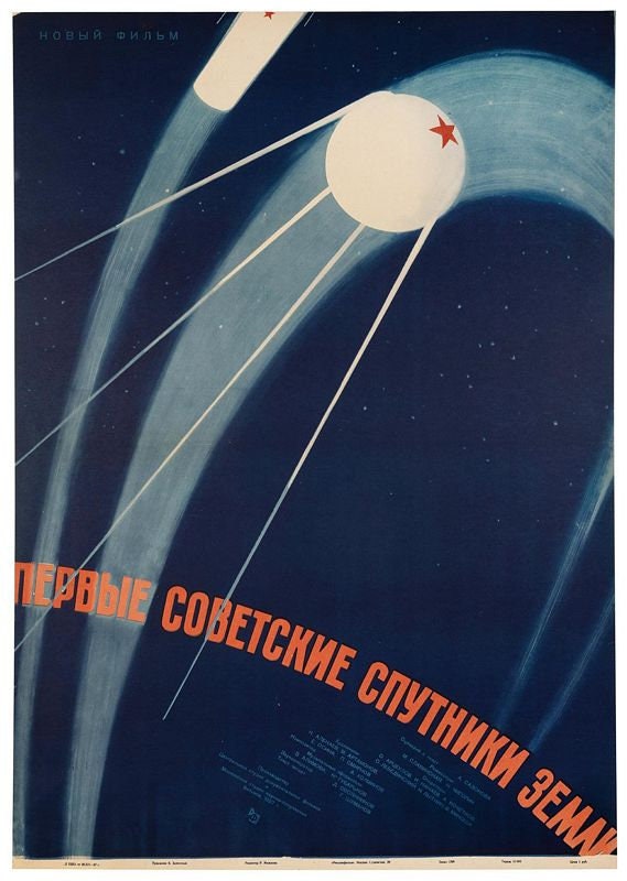 Vintage Soviet Union Sputnik Space Programme Poster Print A3/A4