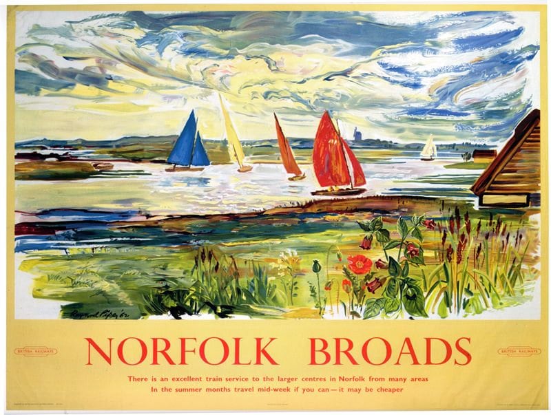 Vintage British Rail Norfolk Broads Railway Poster A4/A3/A2/A1 Print